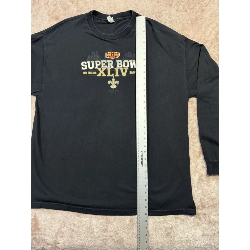 New Orleans Saints Super Bowl XLIV Long Sleeve Black T-Shirt Men's 2XL NFL